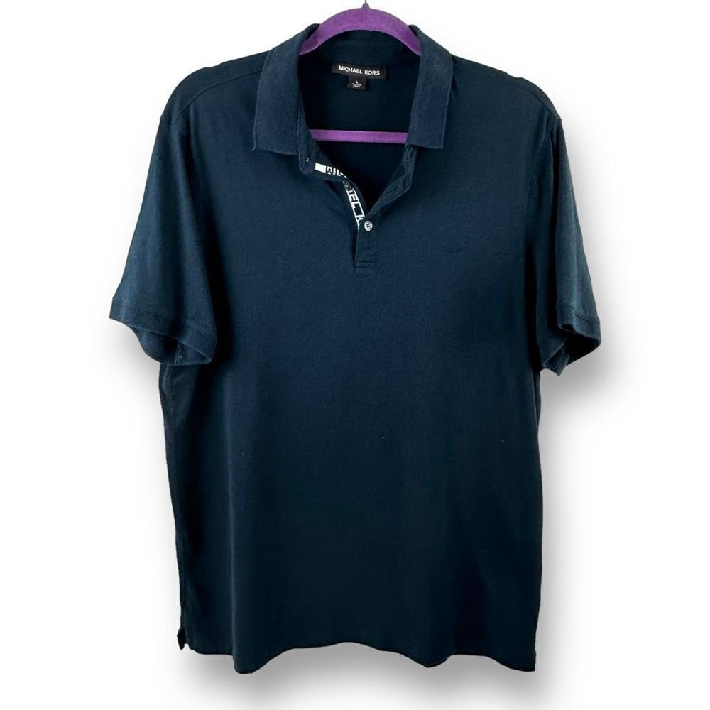Michael Kors Men's Size L Classic Polo Shirt Black Short Sleeve100% Cotton